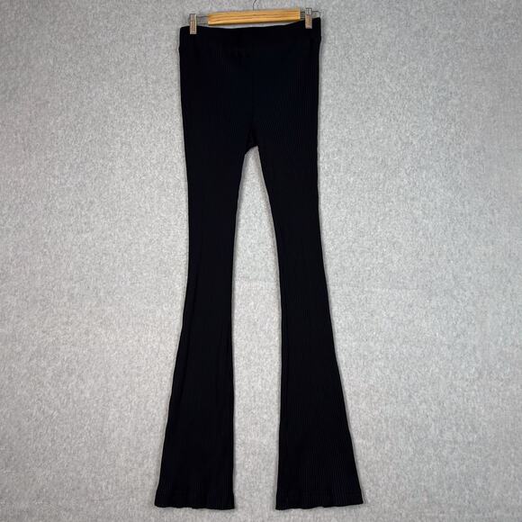 Helmut Lang Black Rib Flare High Rise Pants Size Large - Picture 2 of 9